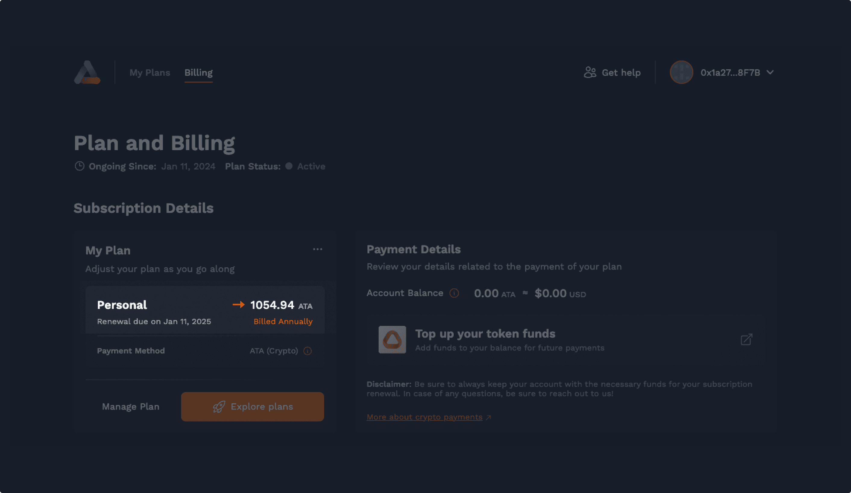 Updated billing dashboard