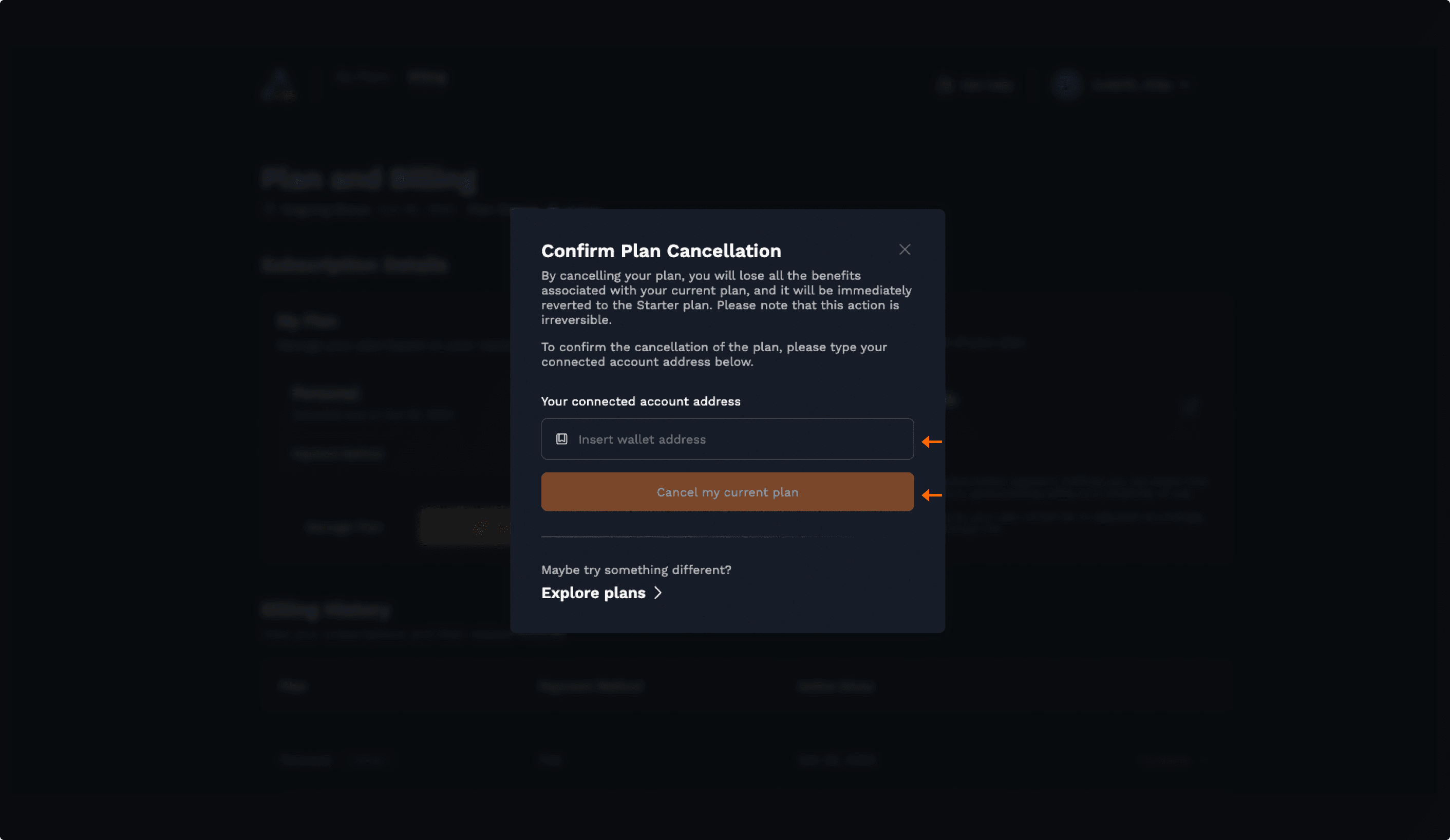 Confirm cancellation