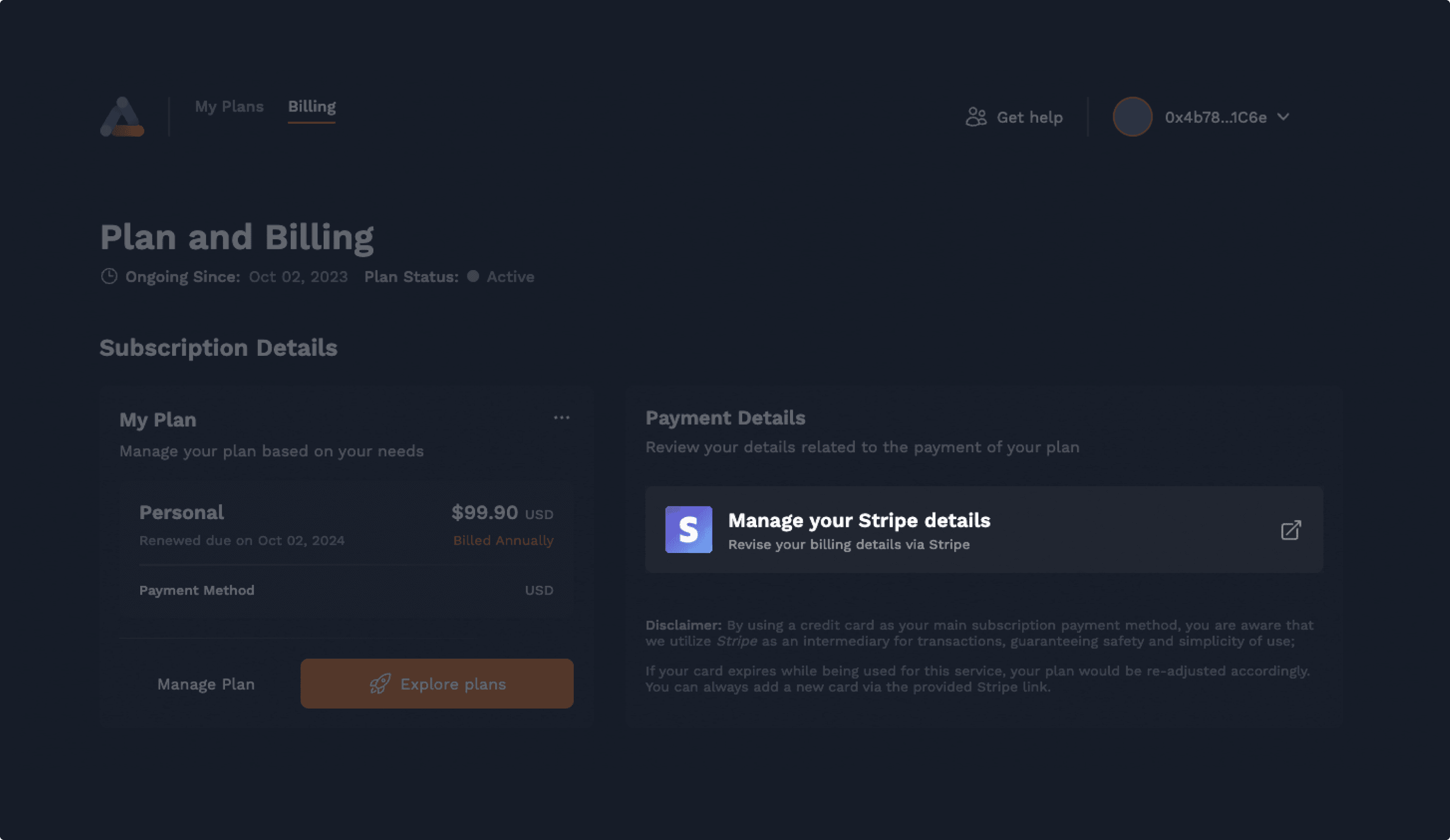 Open Stripe billing portal