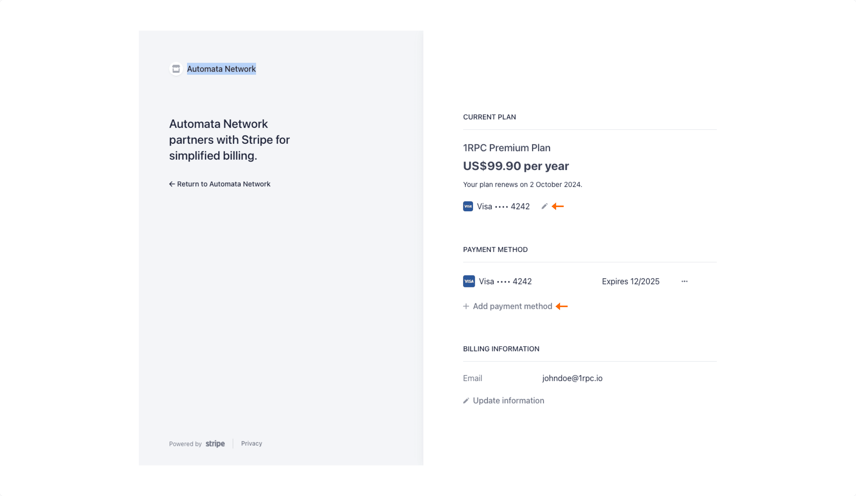 Edit payment method