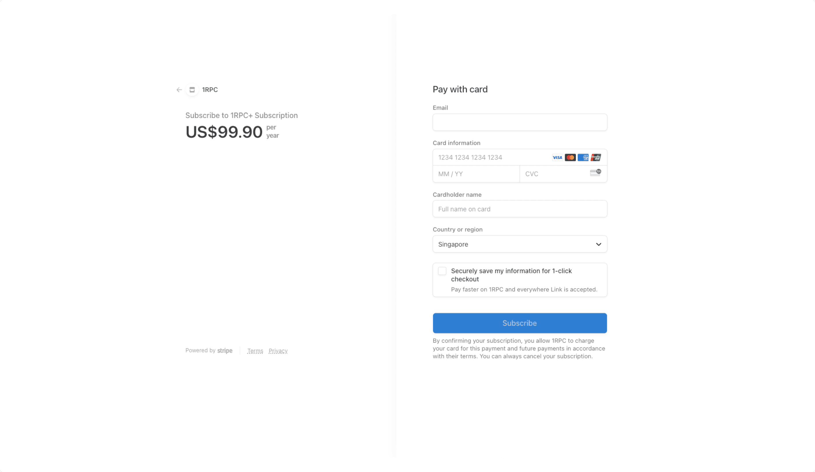 Stripe checkout
